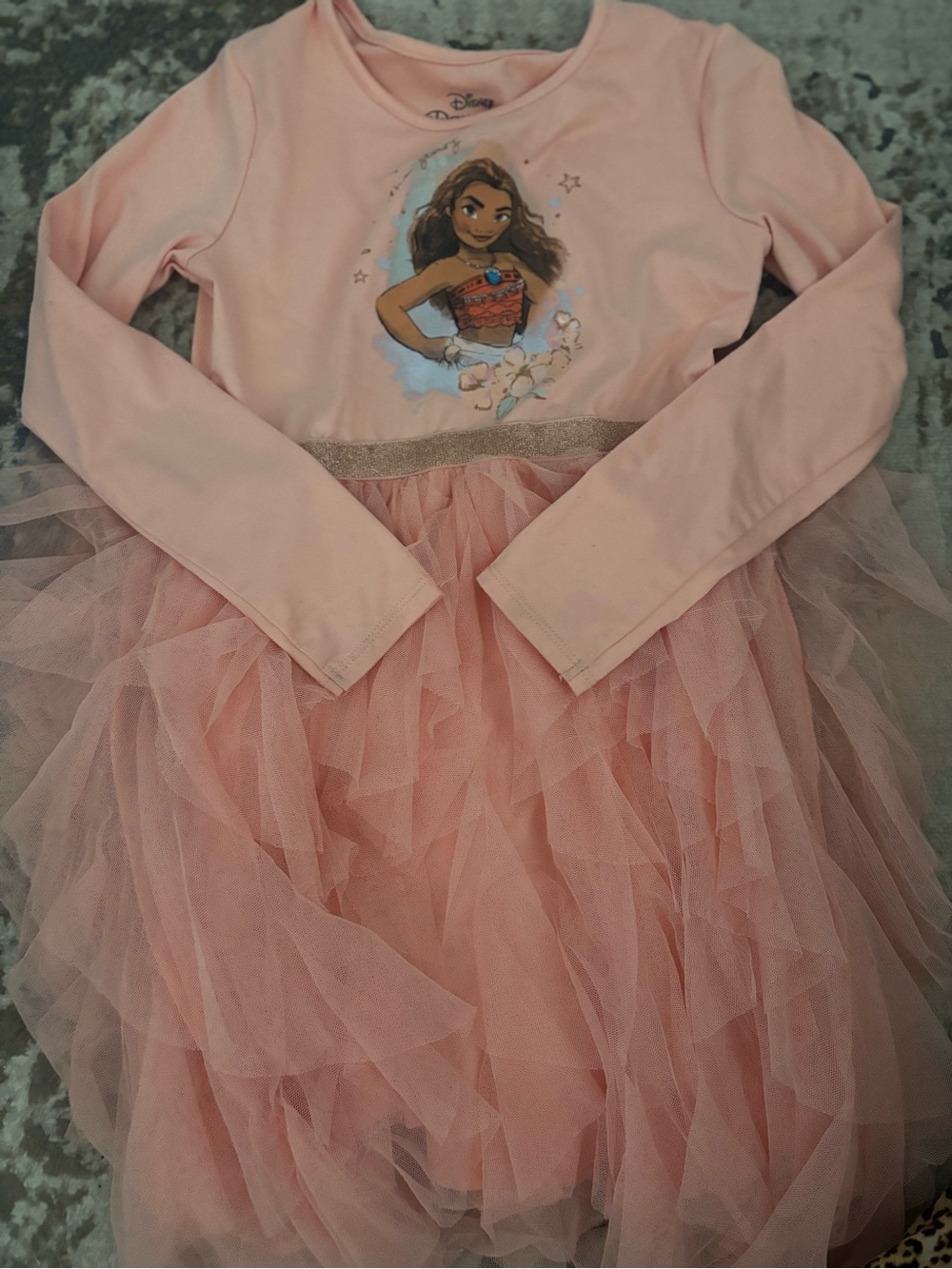 Disney Pink Moana Tulle Long-Sleeve Dress